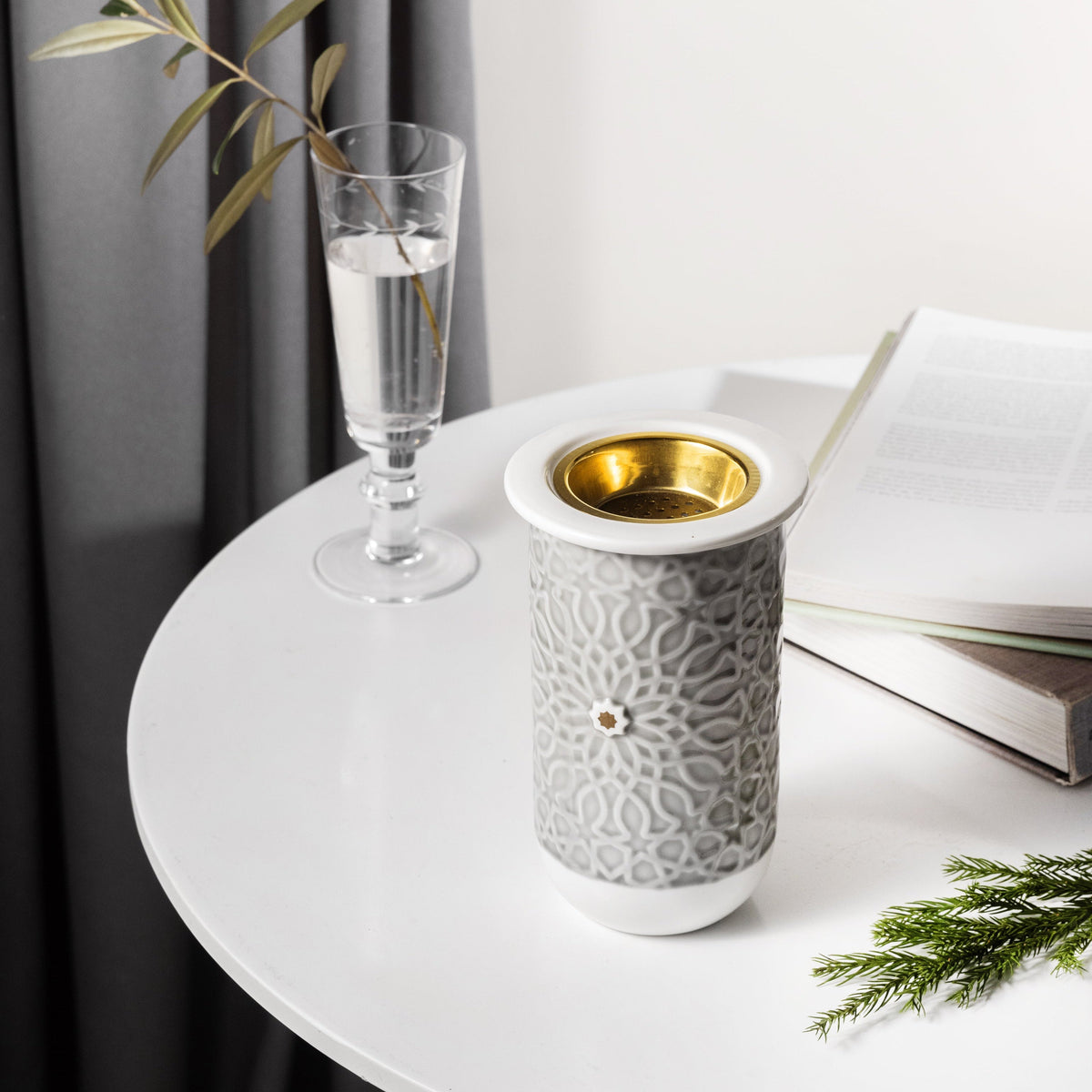 Asala - Incense Burner - Grey & Gold