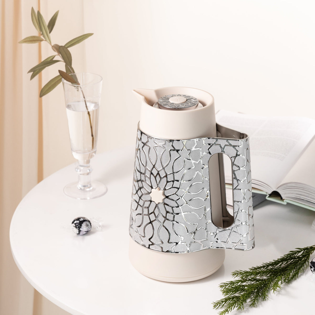 Asala - Vacuum Flask / Thermos - Beige & Silver