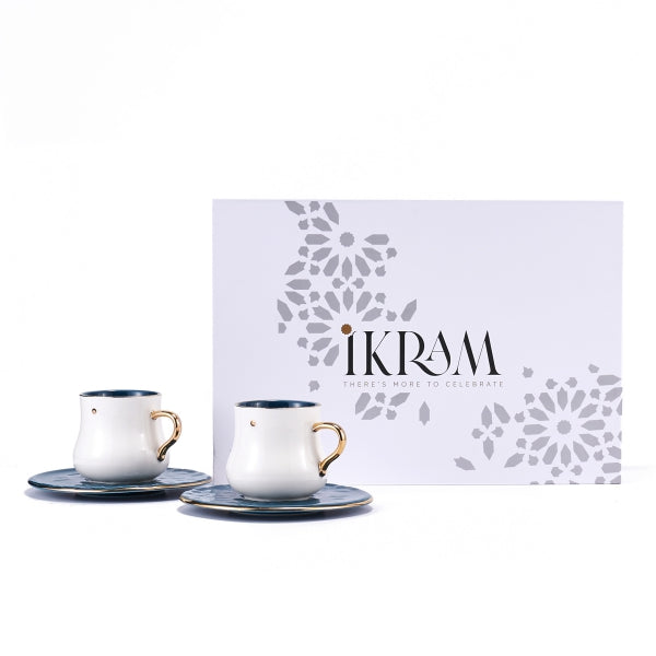 Ikram - English Tea Cups Set - Blue & Gold