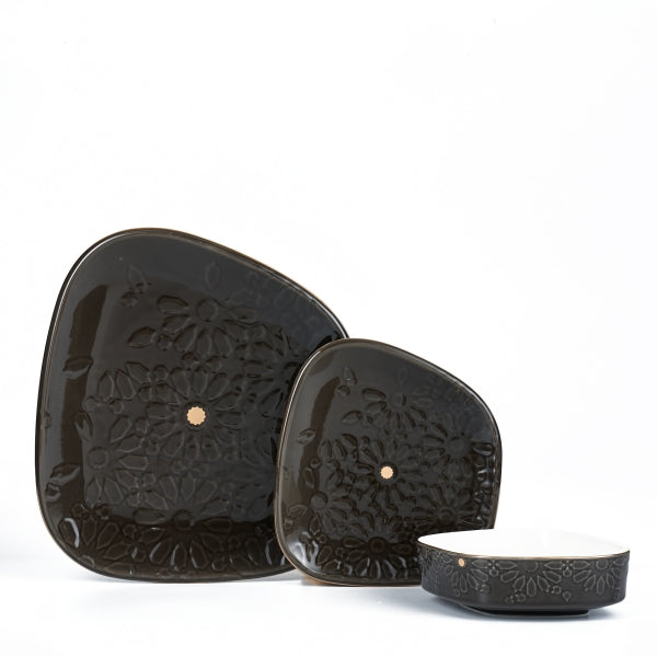 Black - Dinner Sets From Ikram - 12 Pcs