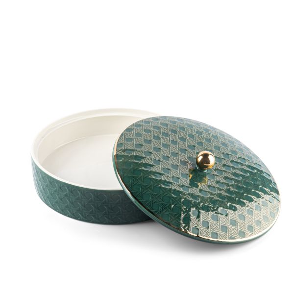 Rattan - Decorative Large Canister/Server - Green
