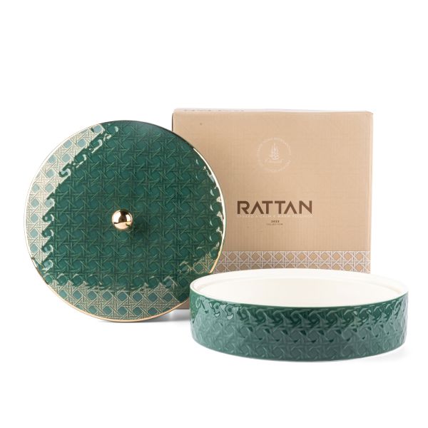Rattan - Decorative Large Canister/Server - Green