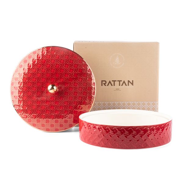 Rattan - Decorative Large Canister/Server - Red