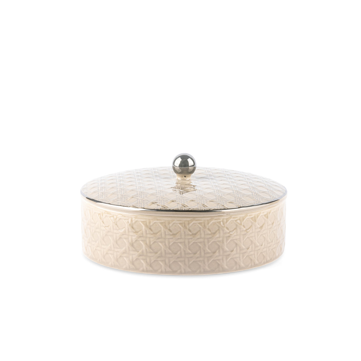 Rattan - Decorative Medium Canister/Server - Beige