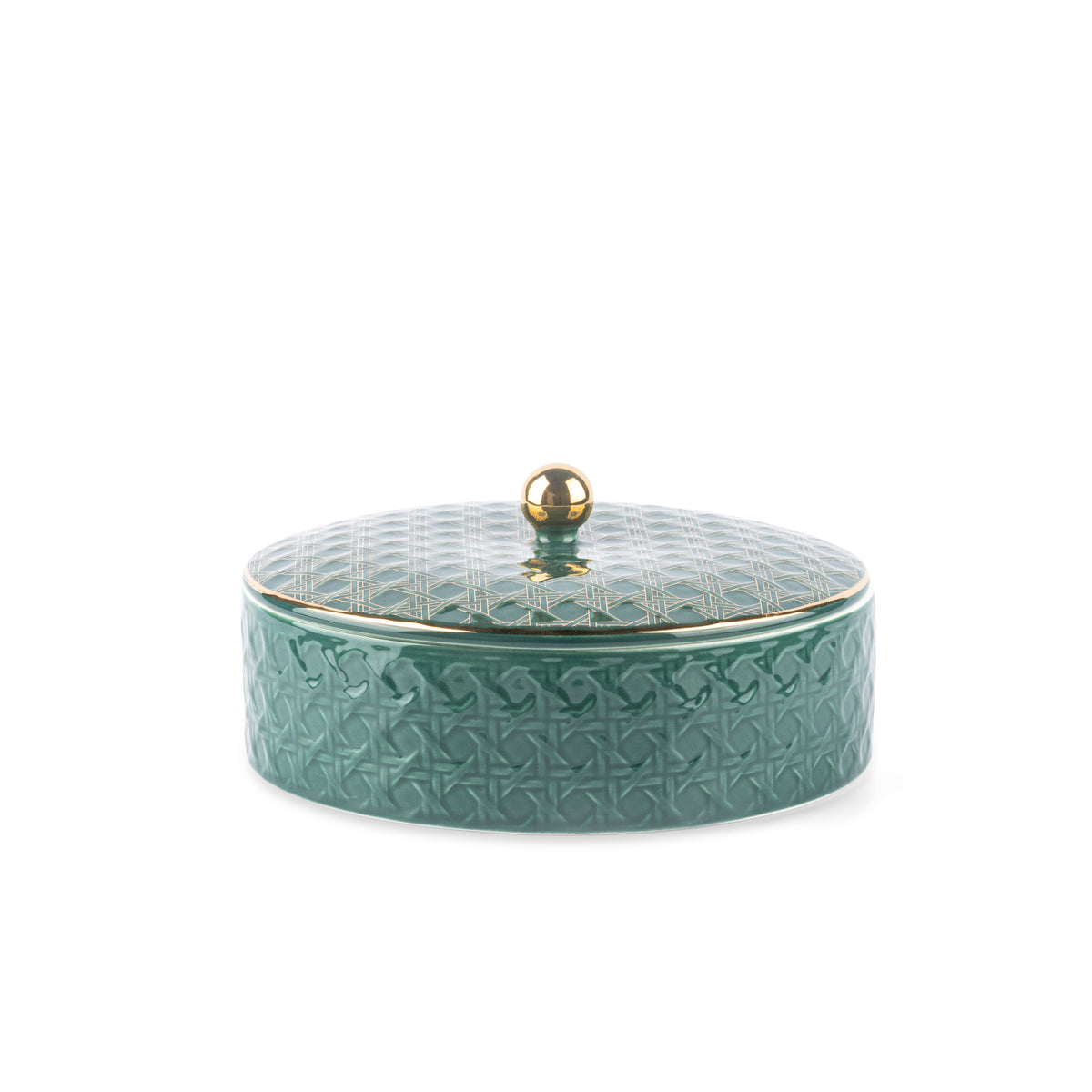 Rattan - Decorative Medium Canister/Server - Green