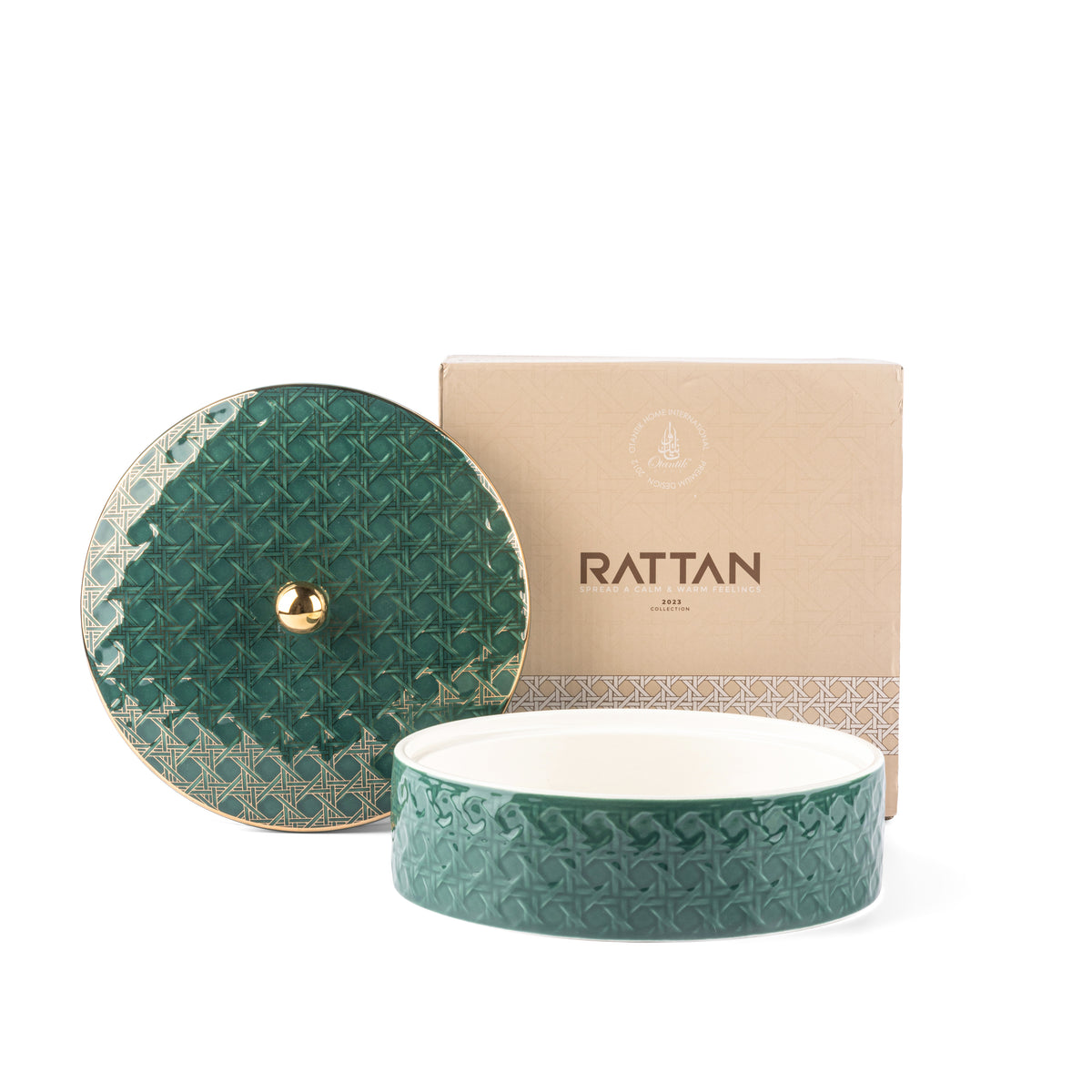 Rattan - Decorative Medium Canister/Server - Green