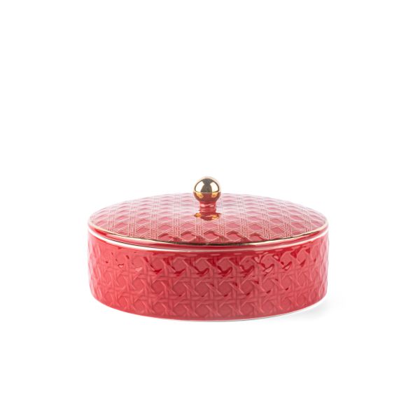 Rattan - Decorative Medium Canister/Server - Red