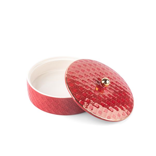 Rattan - Decorative Medium Canister/Server - Red