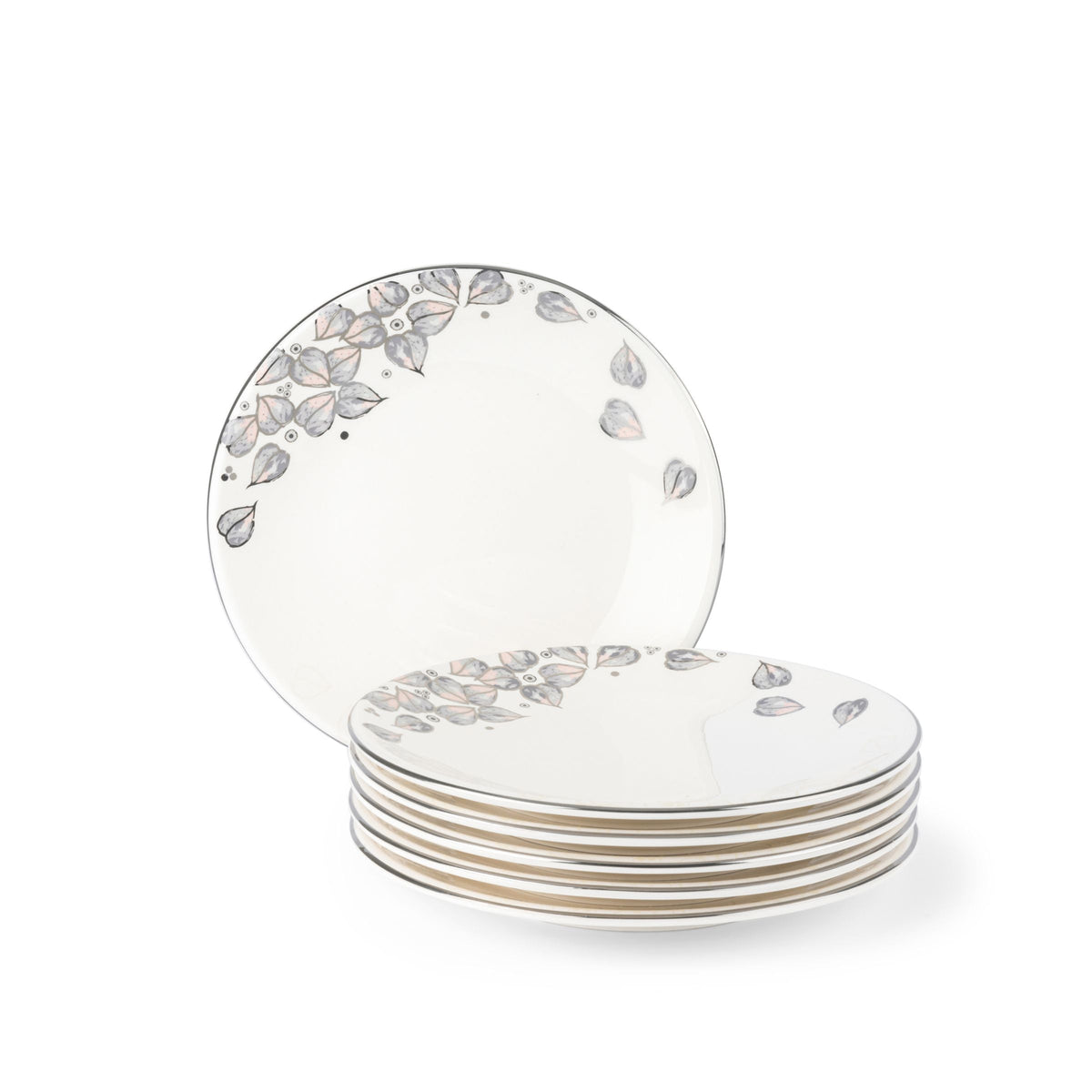 Lilac - Dessert Plate Set, 6 Pieces - Grey