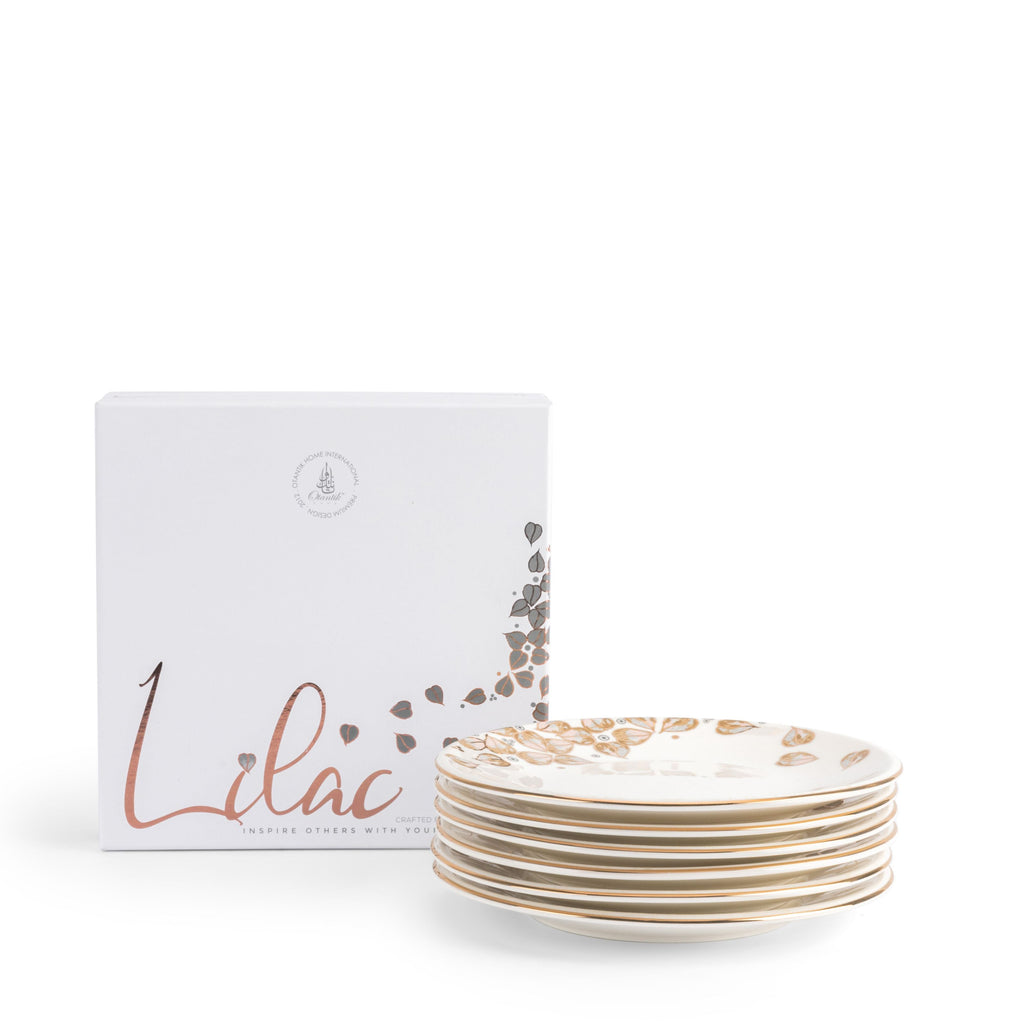 Lilac - Dessert Plate Set, 6 Pieces - Beige