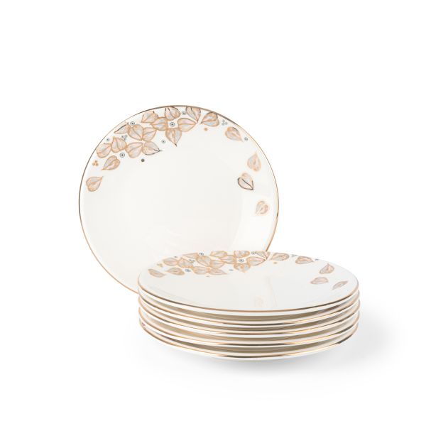 Lilac - Dessert Plate Set, 6 Pieces - White