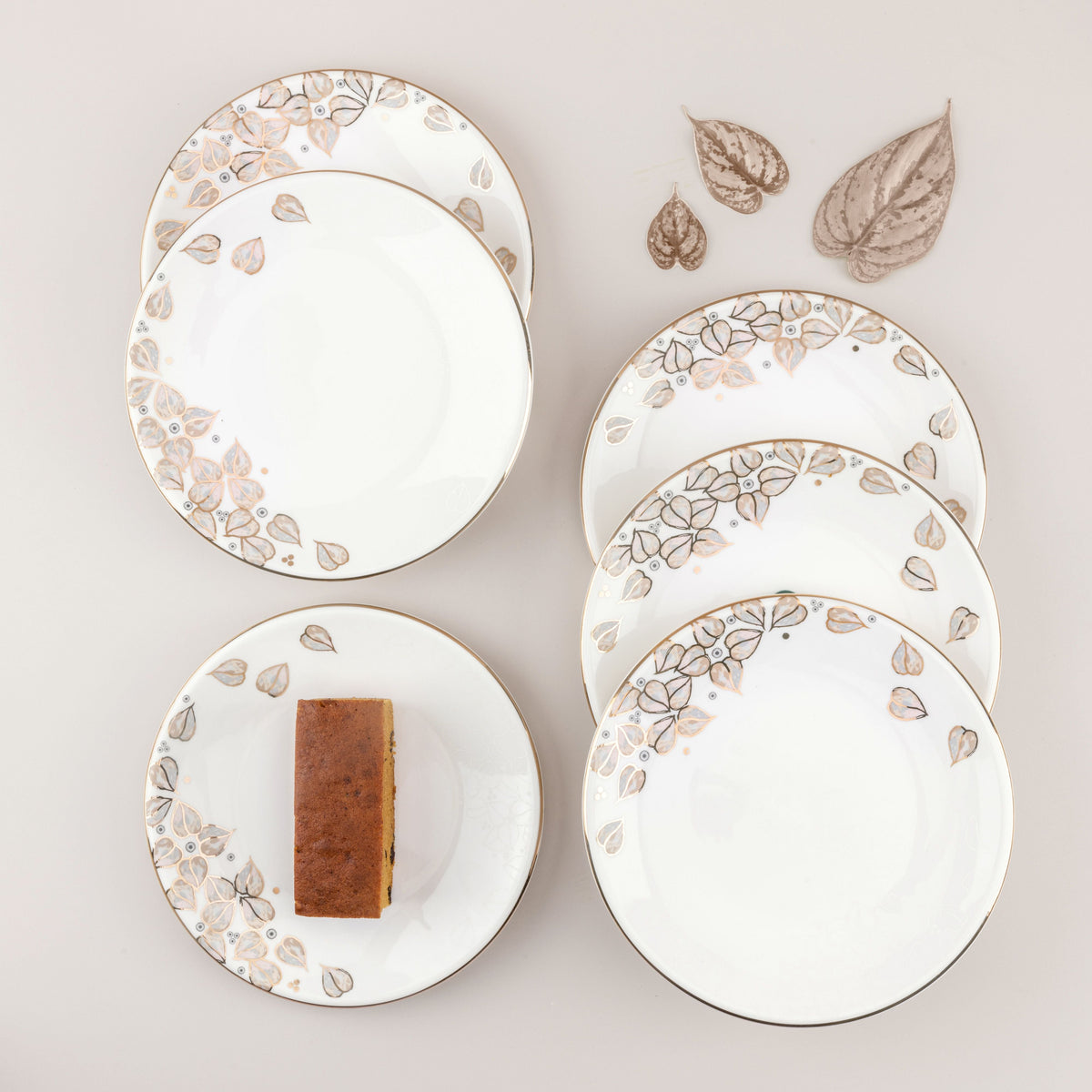 Lilac - Dessert Plate Set, 6 Pieces - White