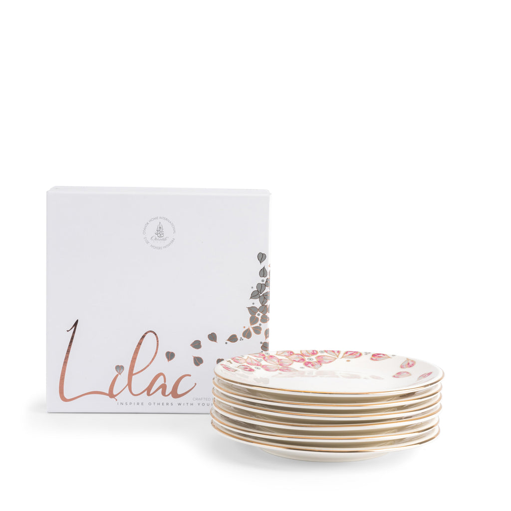 Lilac - Dessert Plate Set, 6 Pieces - Pink