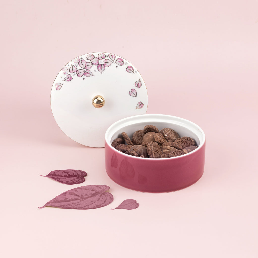 Stylish Lilac - Decorative Small Canister/Server - Pink & Gold
