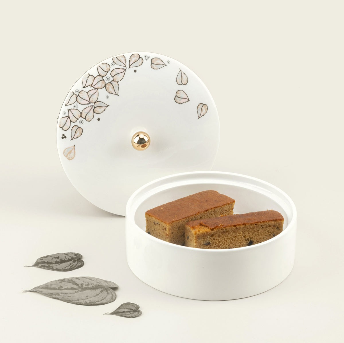Lilac - Decorative Medium Canister/Server - White