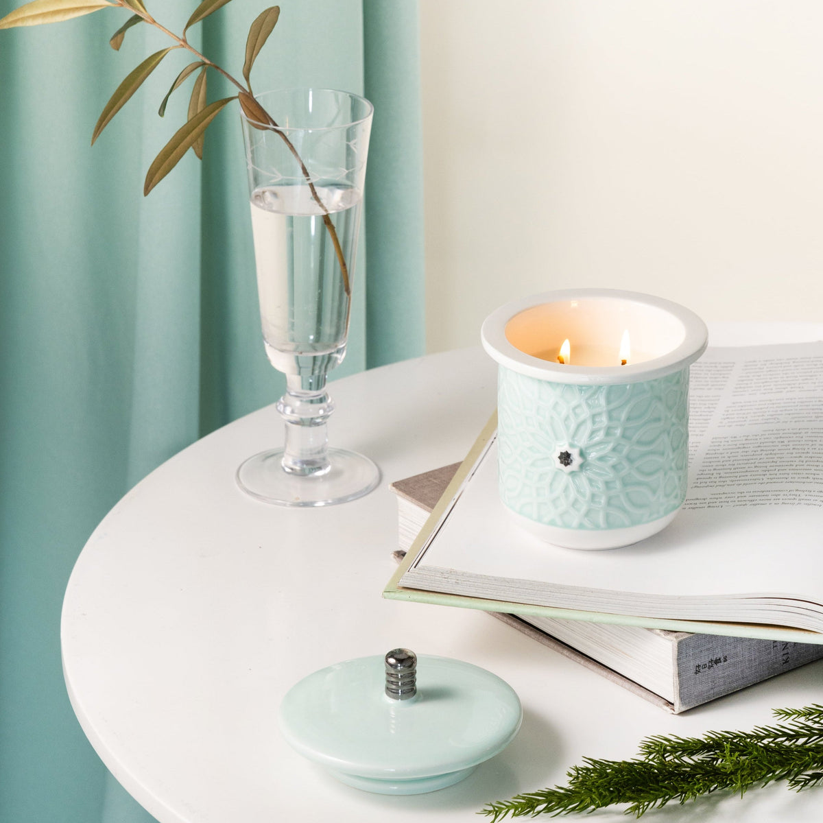Asala - Large Candle| Citrus Sunrise - Teal  & Silver