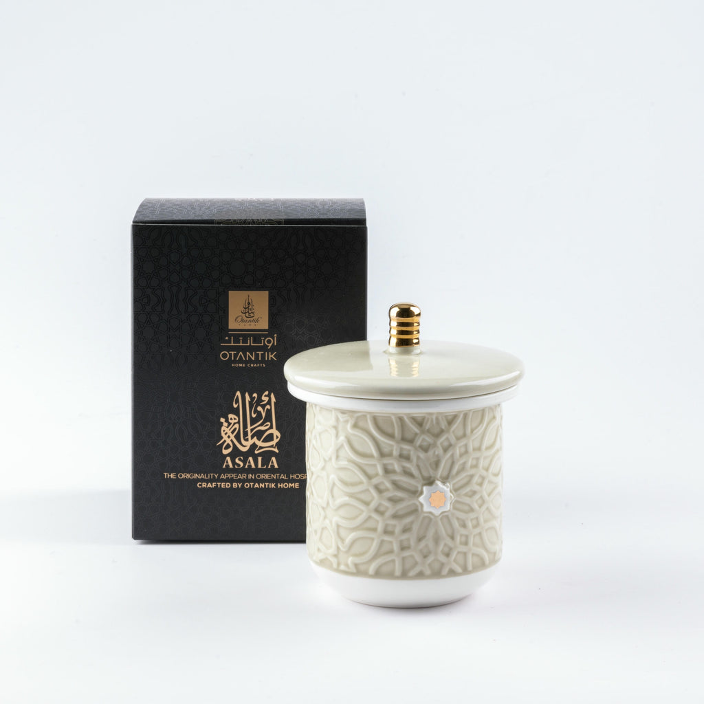 Asala - Large Candle| Smoky Patchouli - Beige & Gold