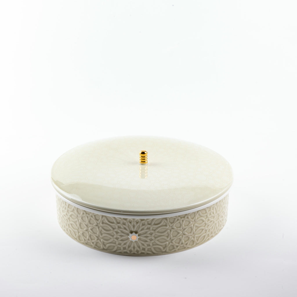Asala - Large Decorative Canister - Beige & Gold