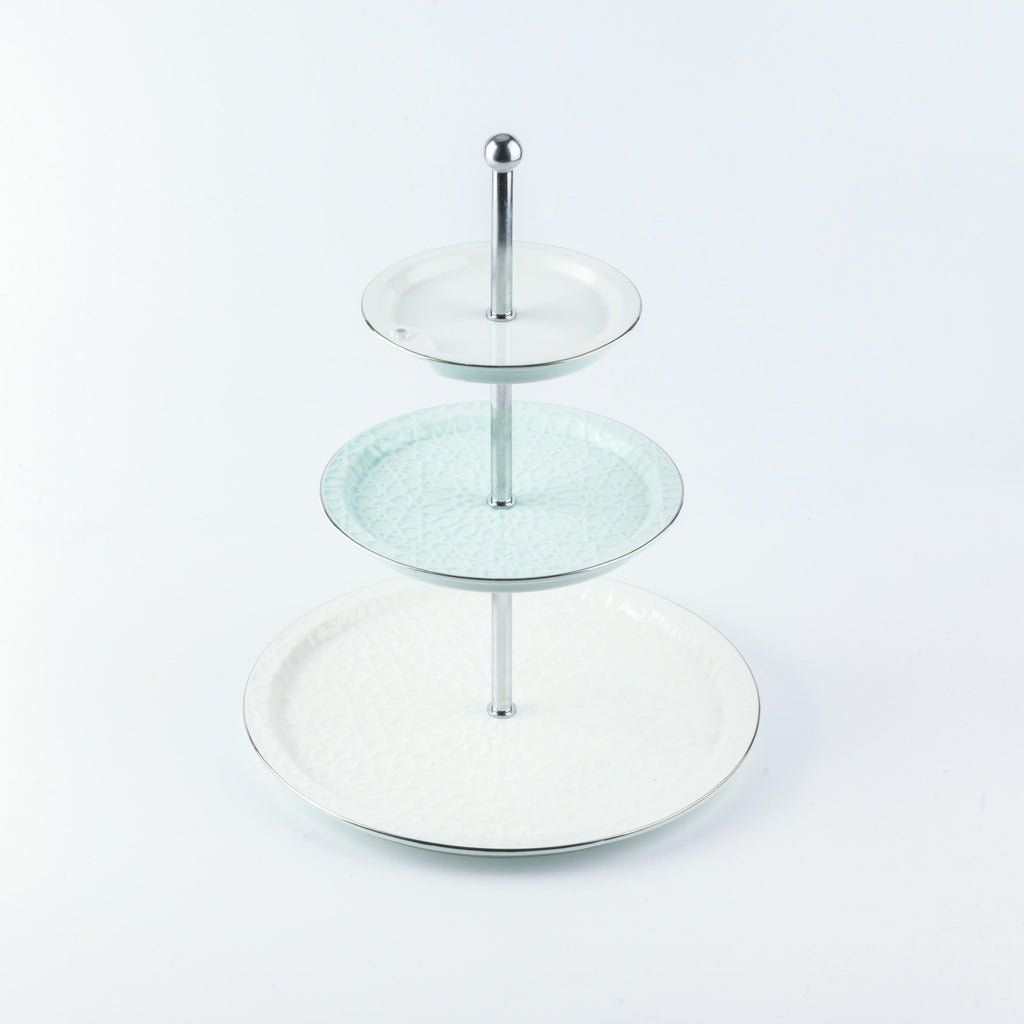 Asala - 3 Tier Plate - Teal & Silver