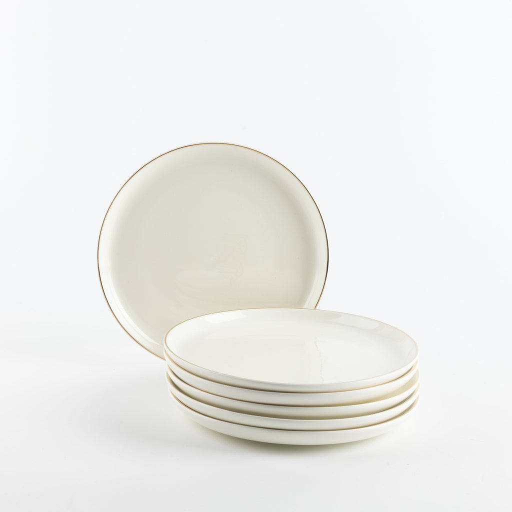 Liqa'a - Dessert Serving Plates - Pearl White & Gold