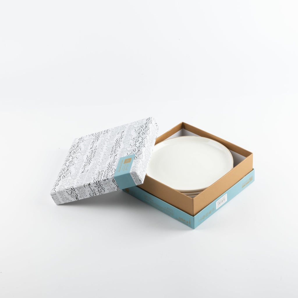 Liqa'a - Dessert Serving Plates - Pearl White & Gold