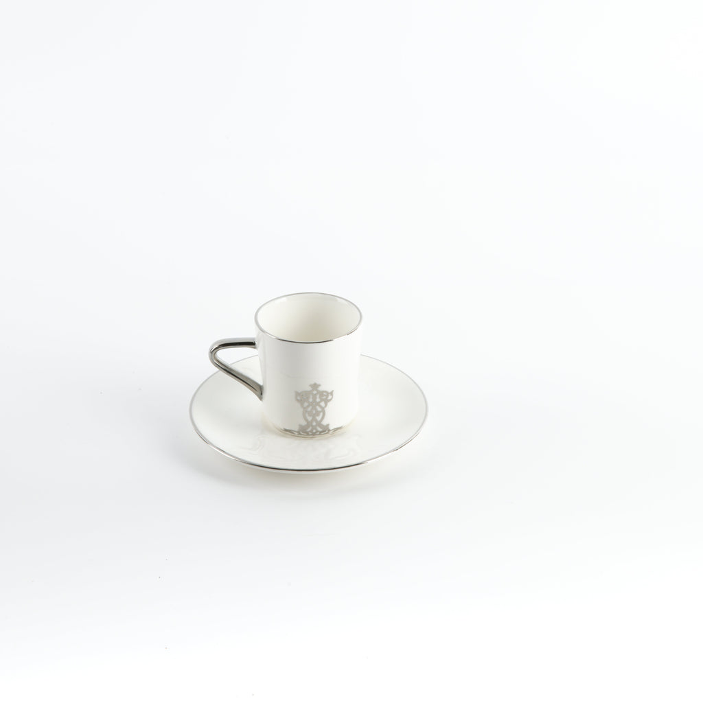 Naqsh - Espresso/Turkish Coffee Set (12-Pc)-White & Silver