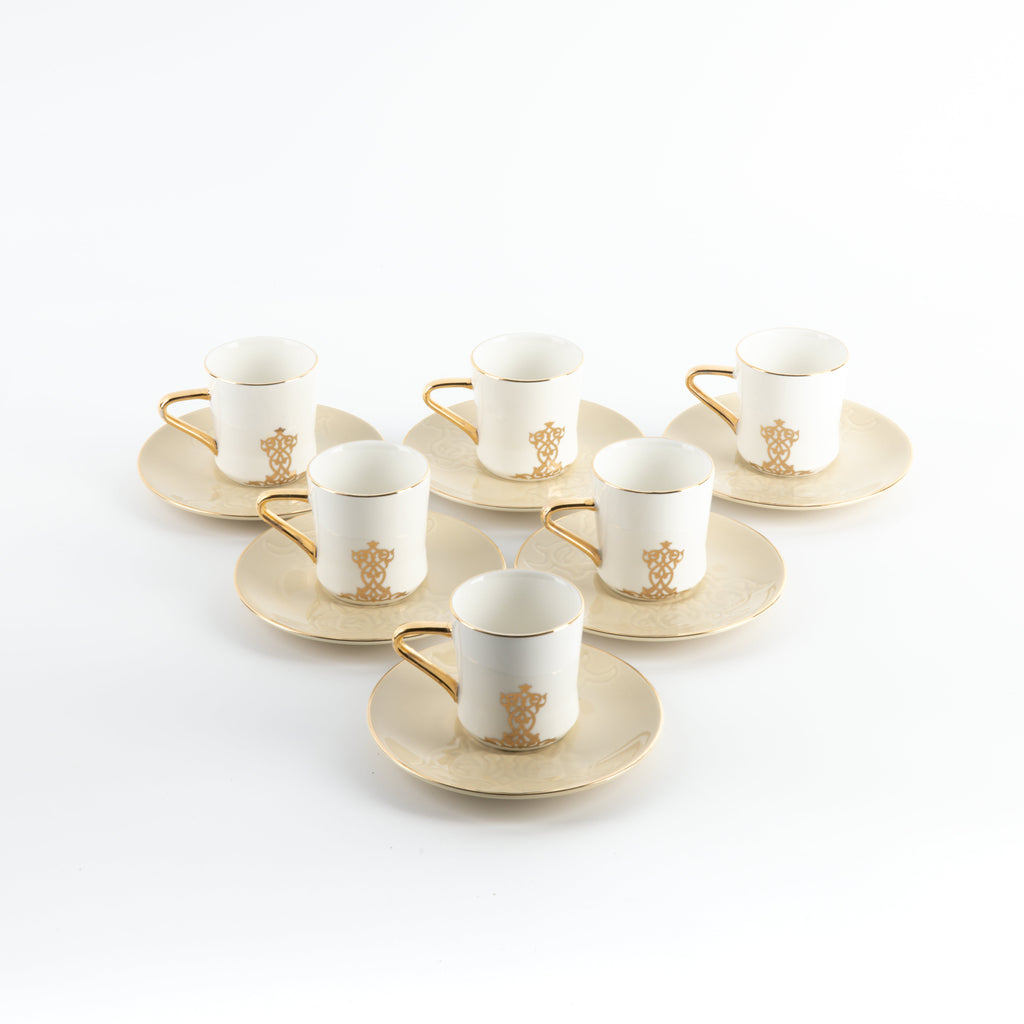 Naqsh - Espresso/Turkish Coffee Set (12-Pc)-Ivory & Gold