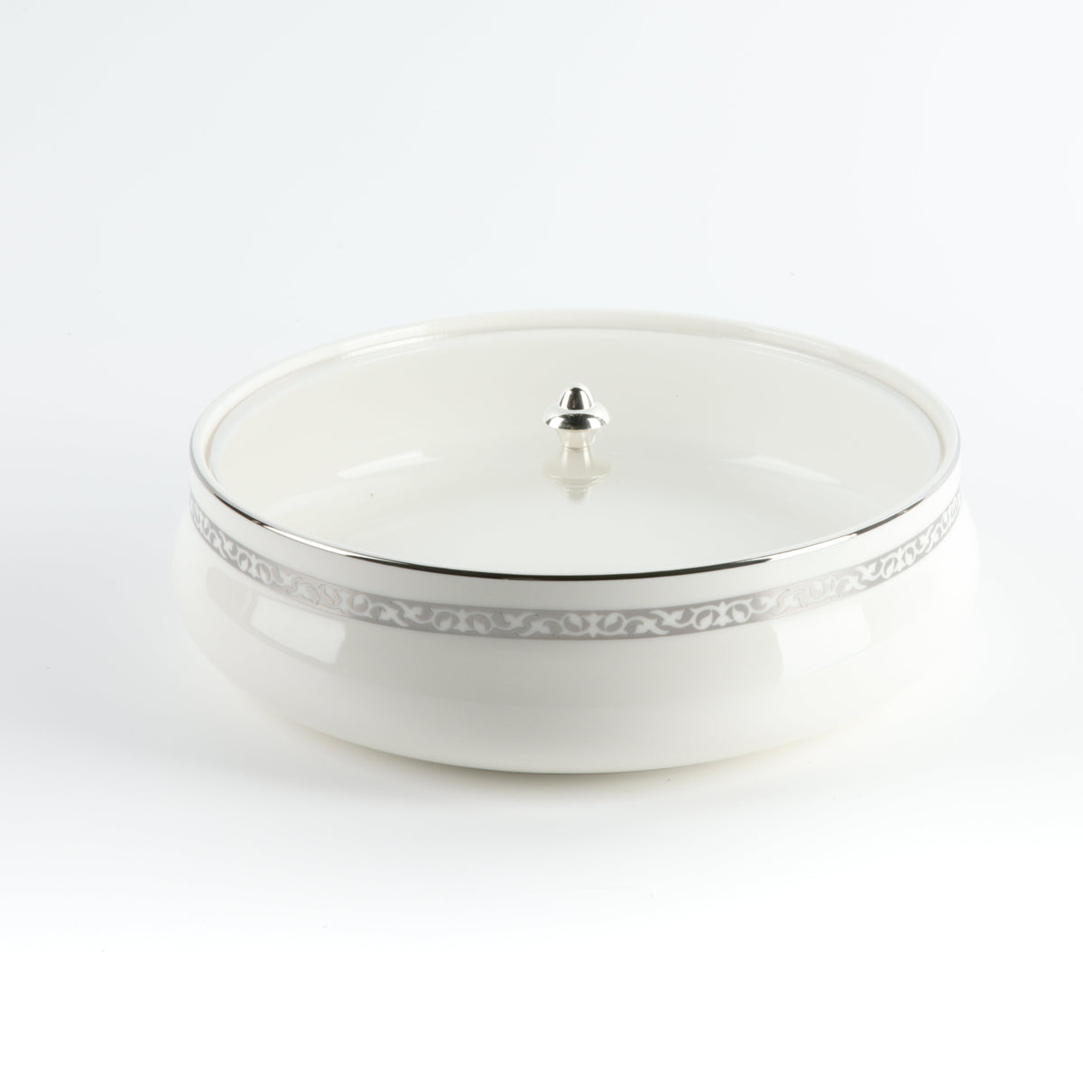 Naqsh - Large Decorative Canister - White & Silver