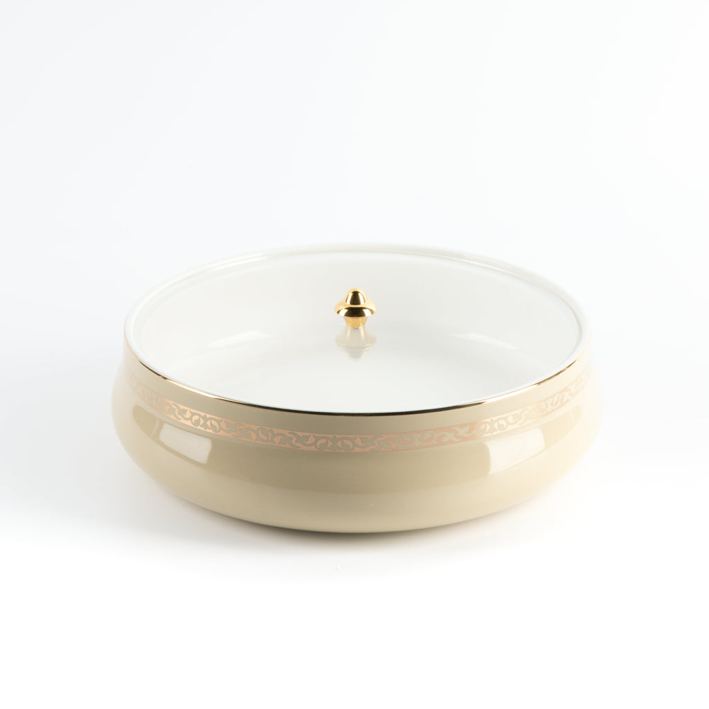 Naqsh - Large Decorative Canister - Ivory & Gold