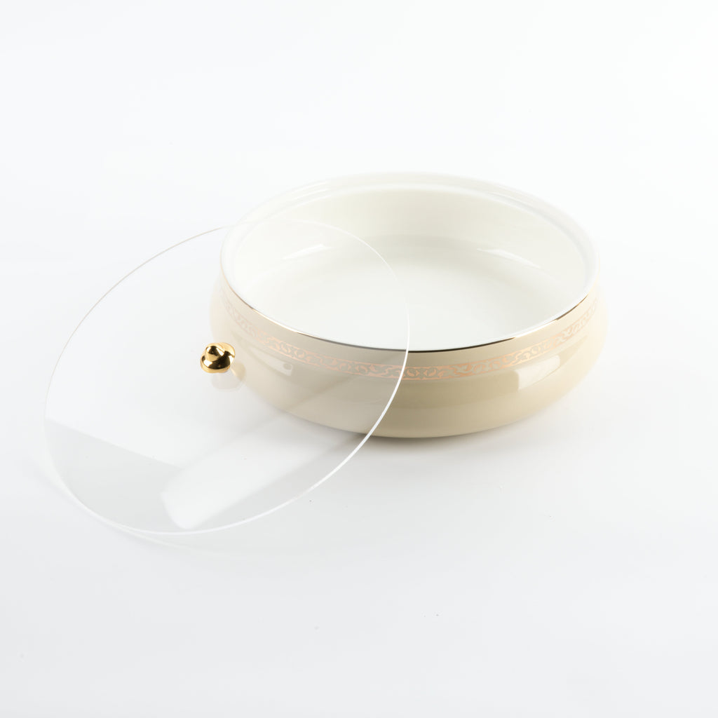 Naqsh - Large Decorative Canister - Ivory & Gold