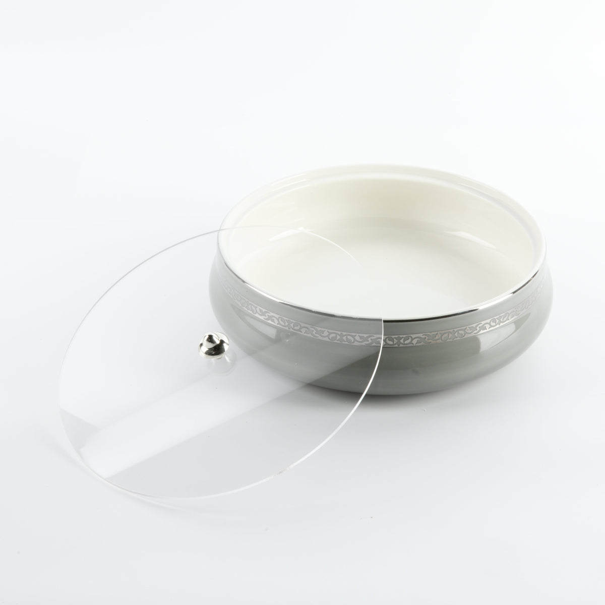 Naqsh - Large Decorative Canister - Grey & Silver