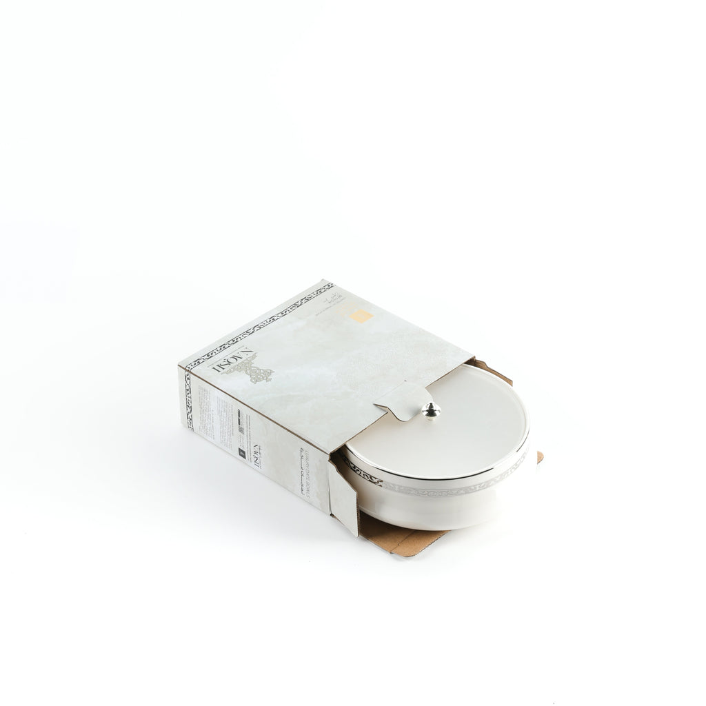 Naqsh - Medium Decorative Canister - White & Silver