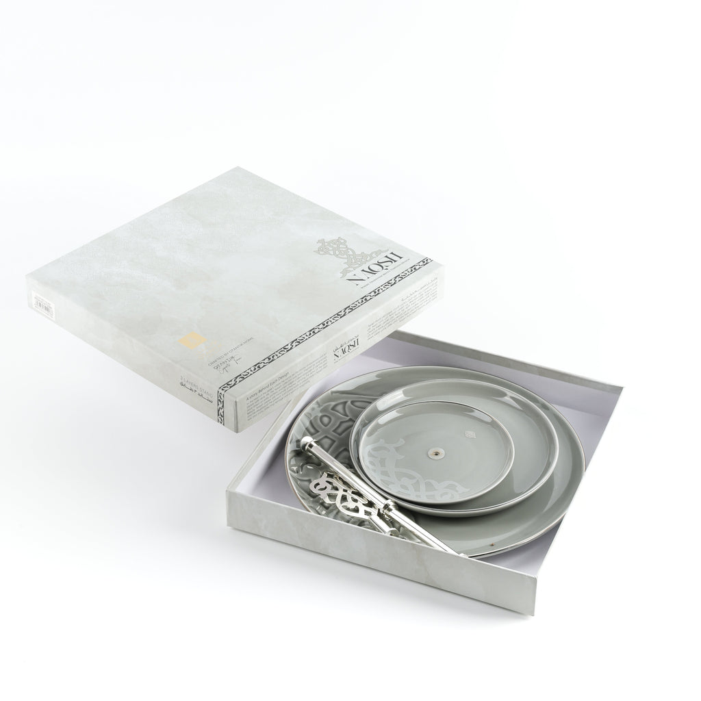 Naqsh - 3 Tier Plate - Grey & Silver