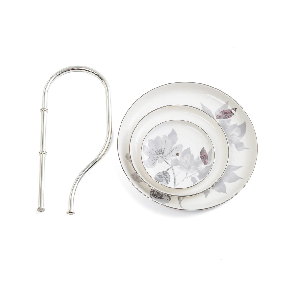 Marisella - 3 Tier Plate - Grey & Silver