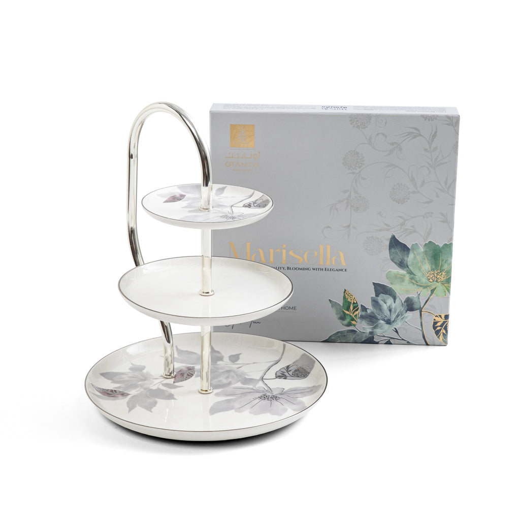 Marisella - 3 Tier Plate - Grey & Silver