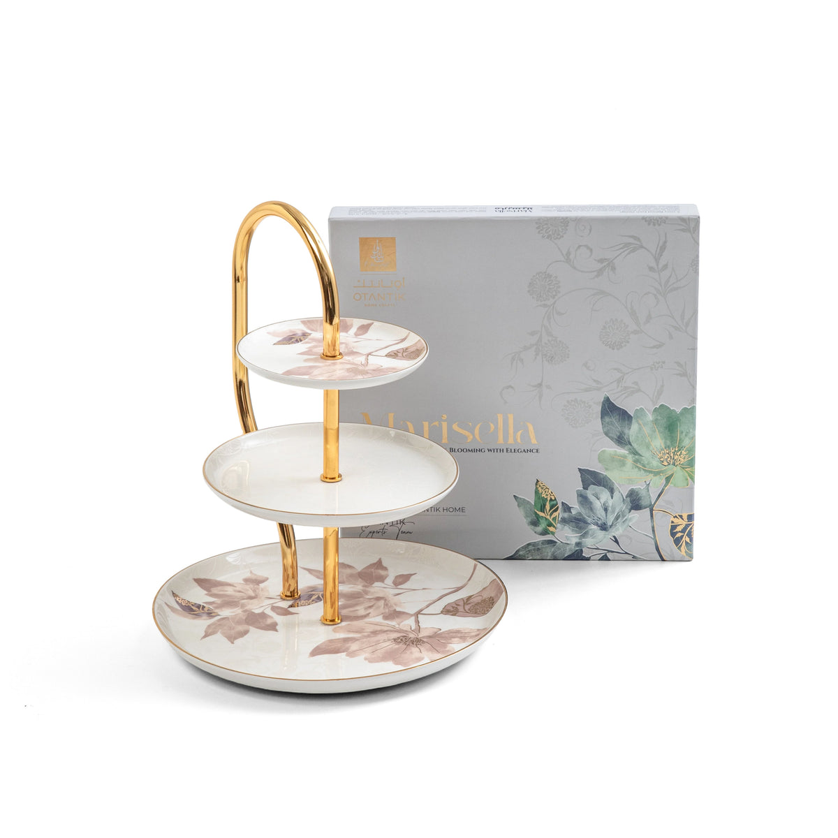 Marisella - 3 Tier Plate - Pink & Gold