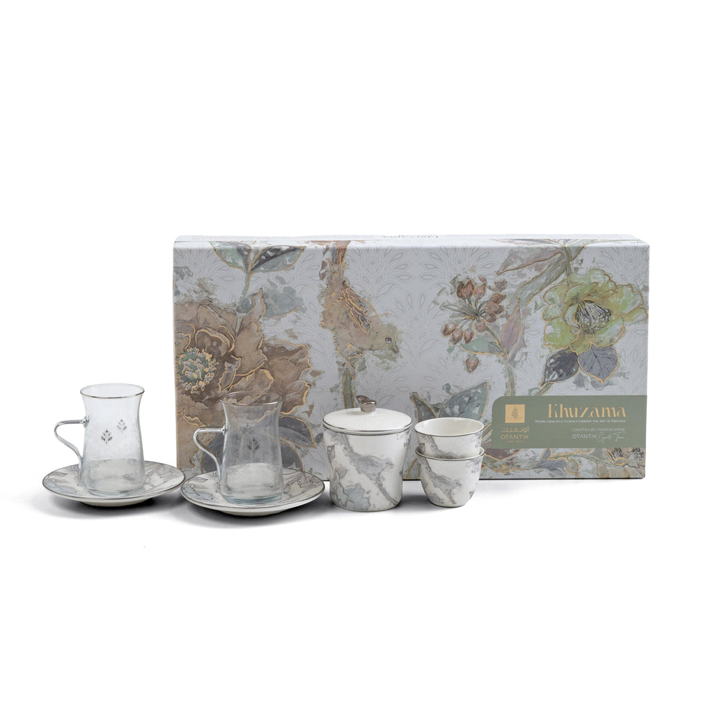 Khuzama - Tea Set (19-Pc) - Grey & Silver