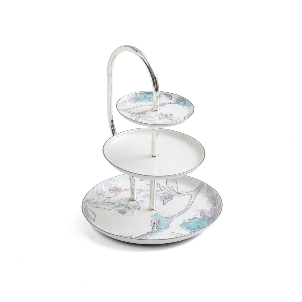 Khuzama - 3 Tier Plate - Blue & Silver