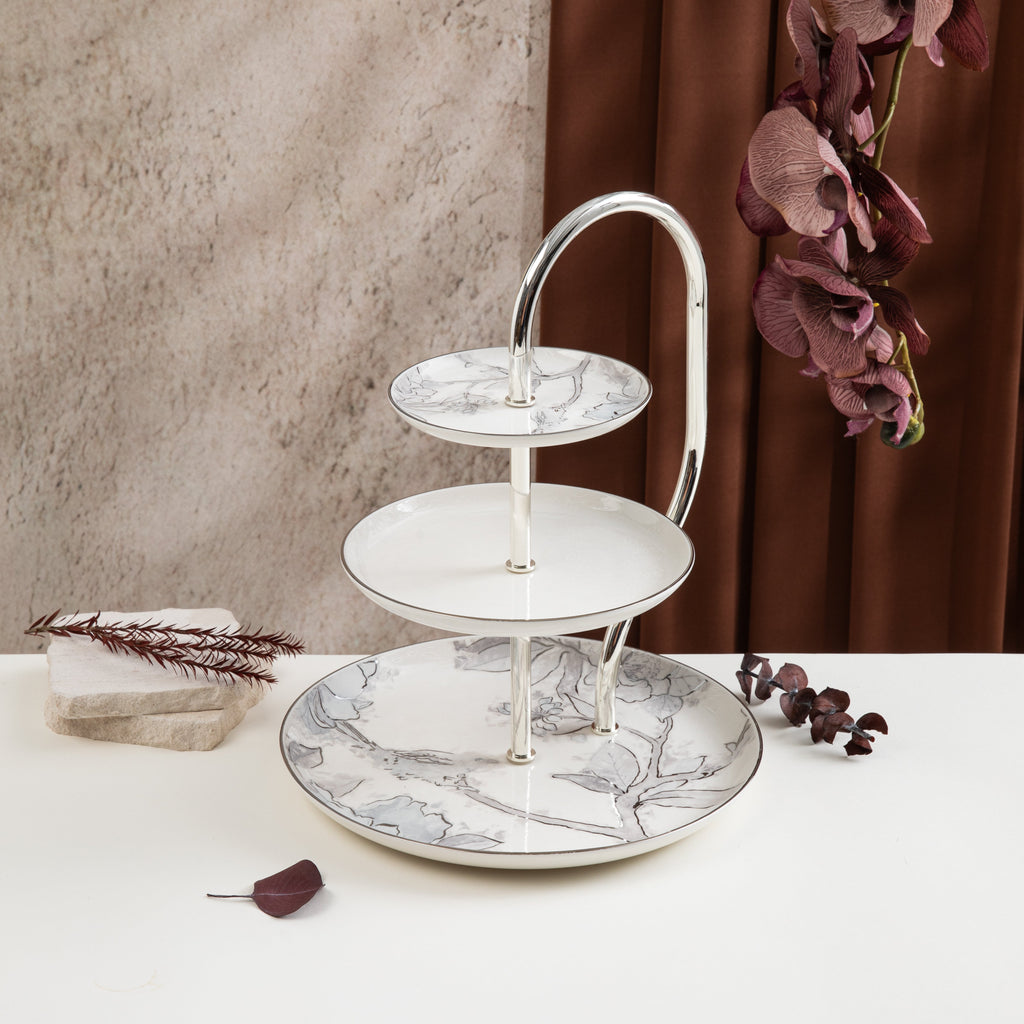 Khuzama - 3 Tier Plate - Grey & Silver