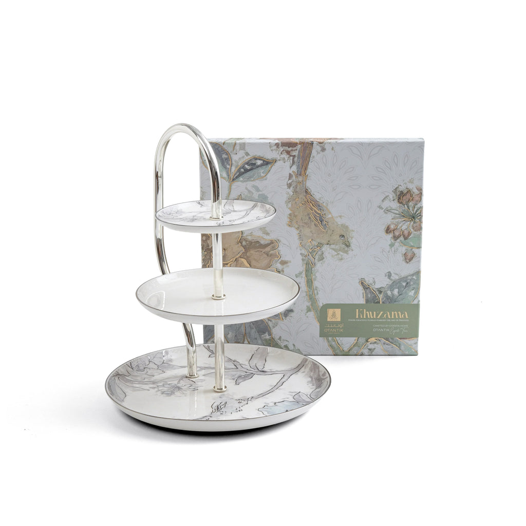 Khuzama - 3 Tier Plate - Grey & Silver
