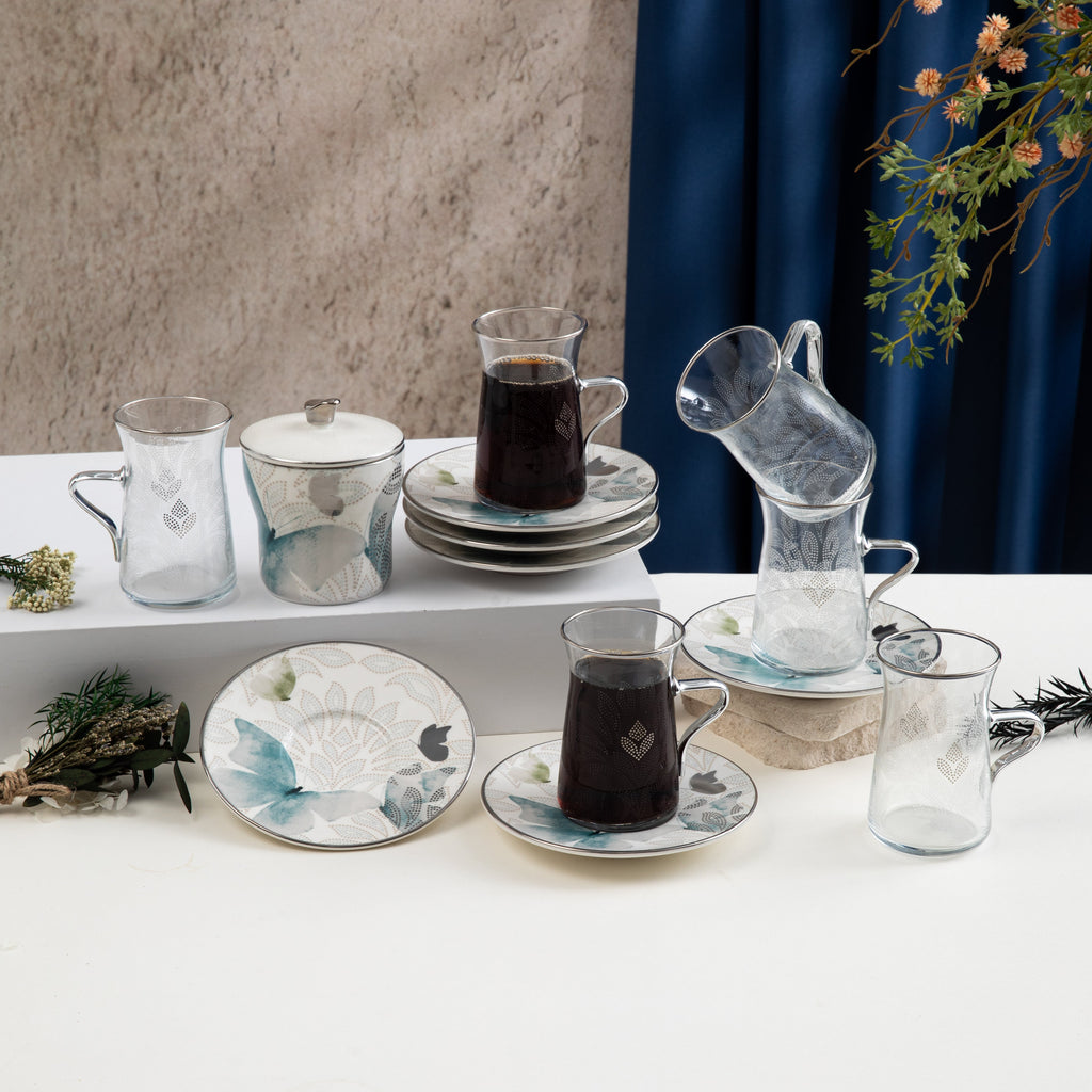 Veloura - Tea Set (13-Pc) - Blue & Silver