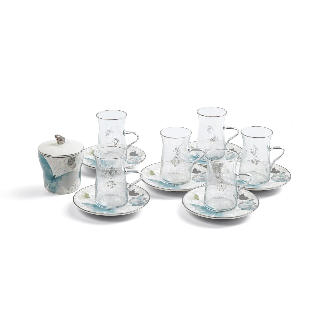 Veloura - Tea Set (13-Pc) - Blue & Silver
