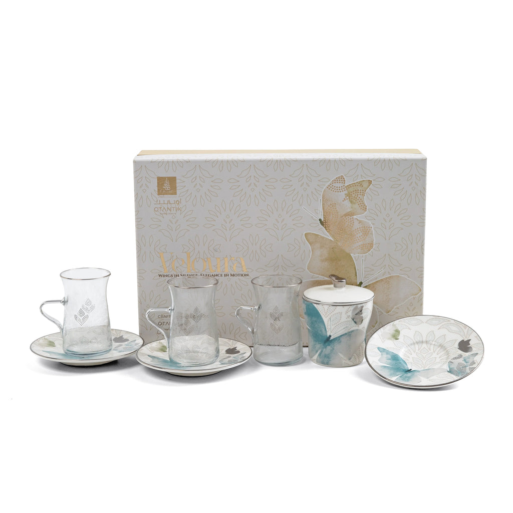 Veloura - Tea Set (13-Pc) - Blue & Silver