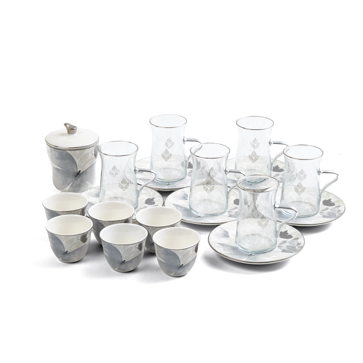 Veloura - Tea Set (19-Pc) - Grey & Silver