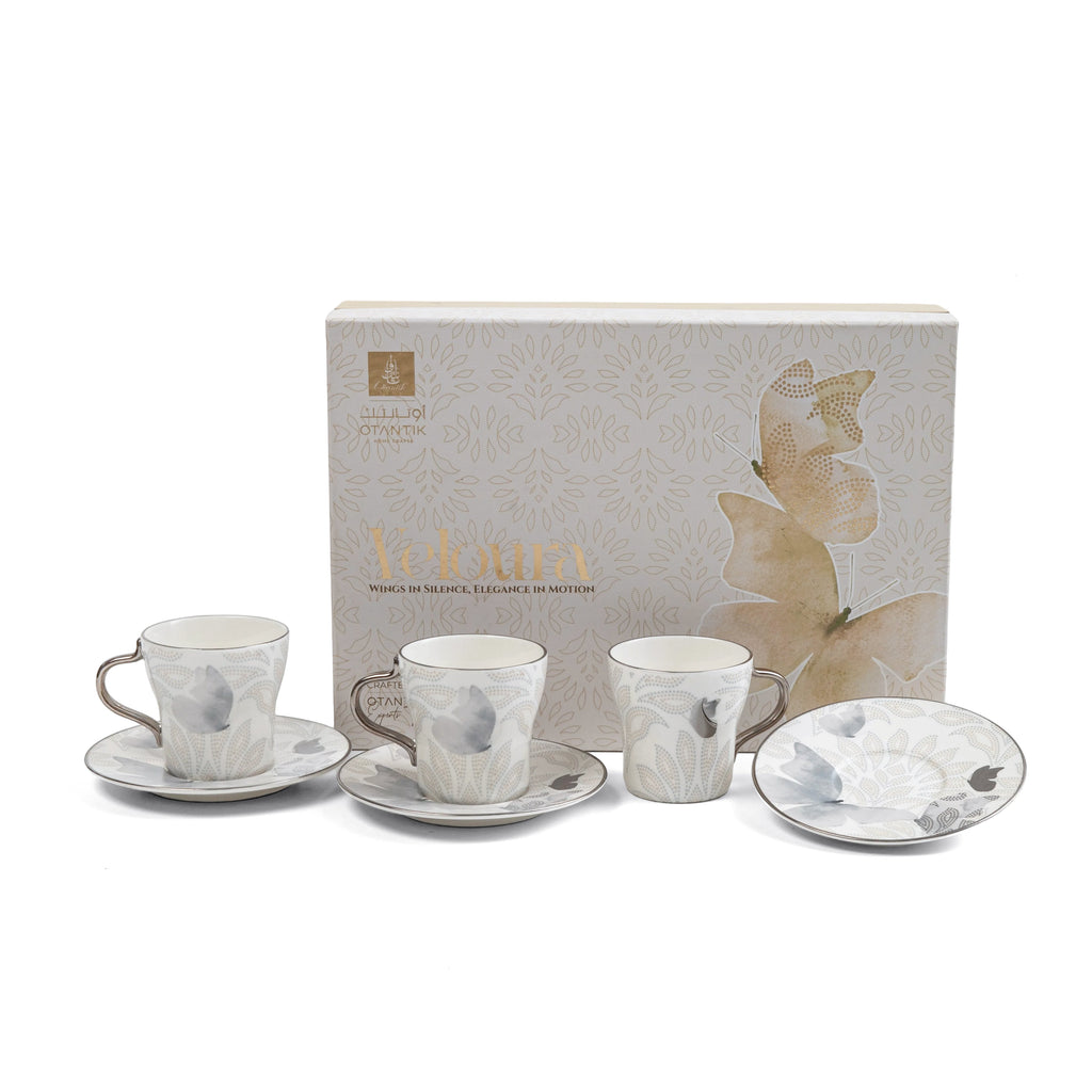 Veloura - Cappuccino Set (12-Pc) - Grey & Silver