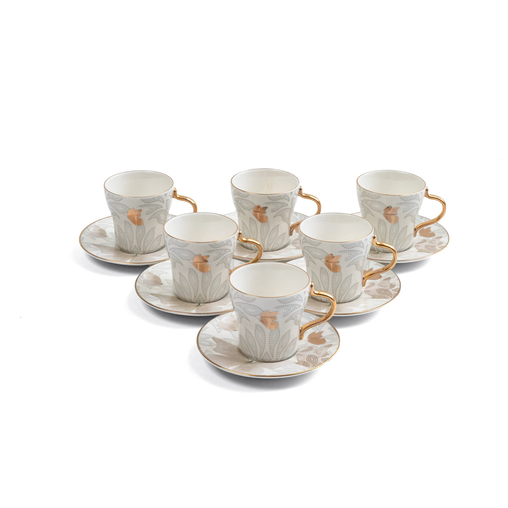 Veloura - Cappuccino Set (12-Pc) - Brown & Gold