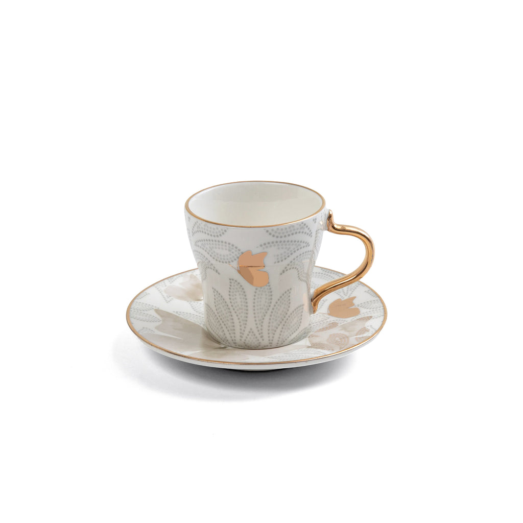 Veloura - Cappuccino Set (12-Pc) - Brown & Gold