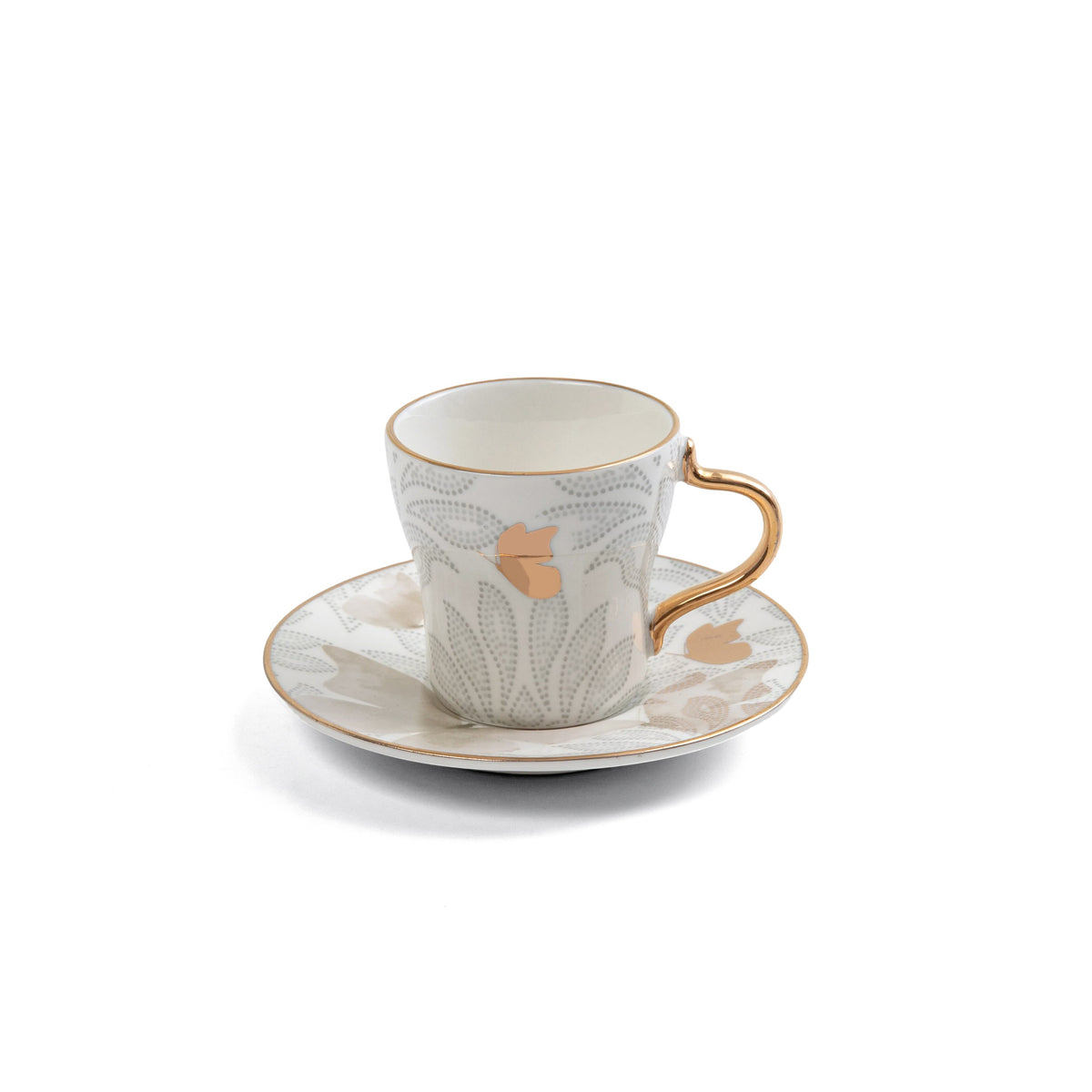 Veloura - Cappuccino Set (12-Pc) - Brown & Gold
