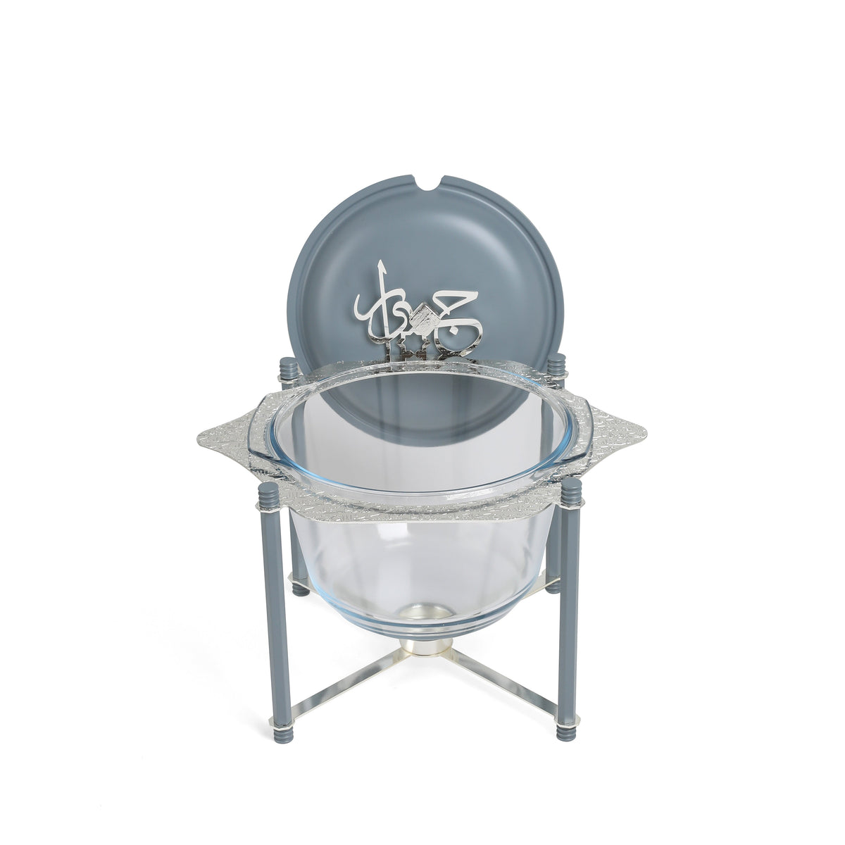Jiwar - Deluxe Gold Engraved Soup Buffet - Haze BLue &Silver