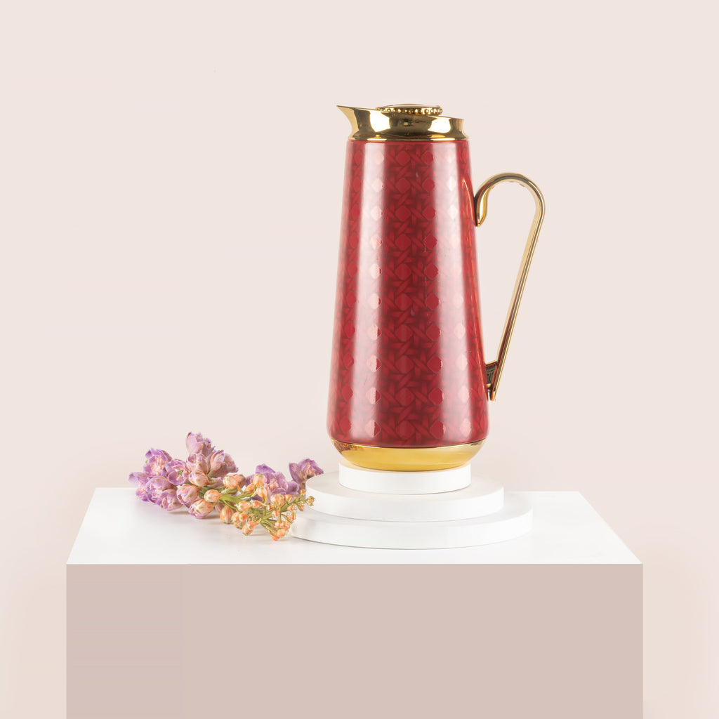 Rattan - Vacuum Flask - Red & Gold